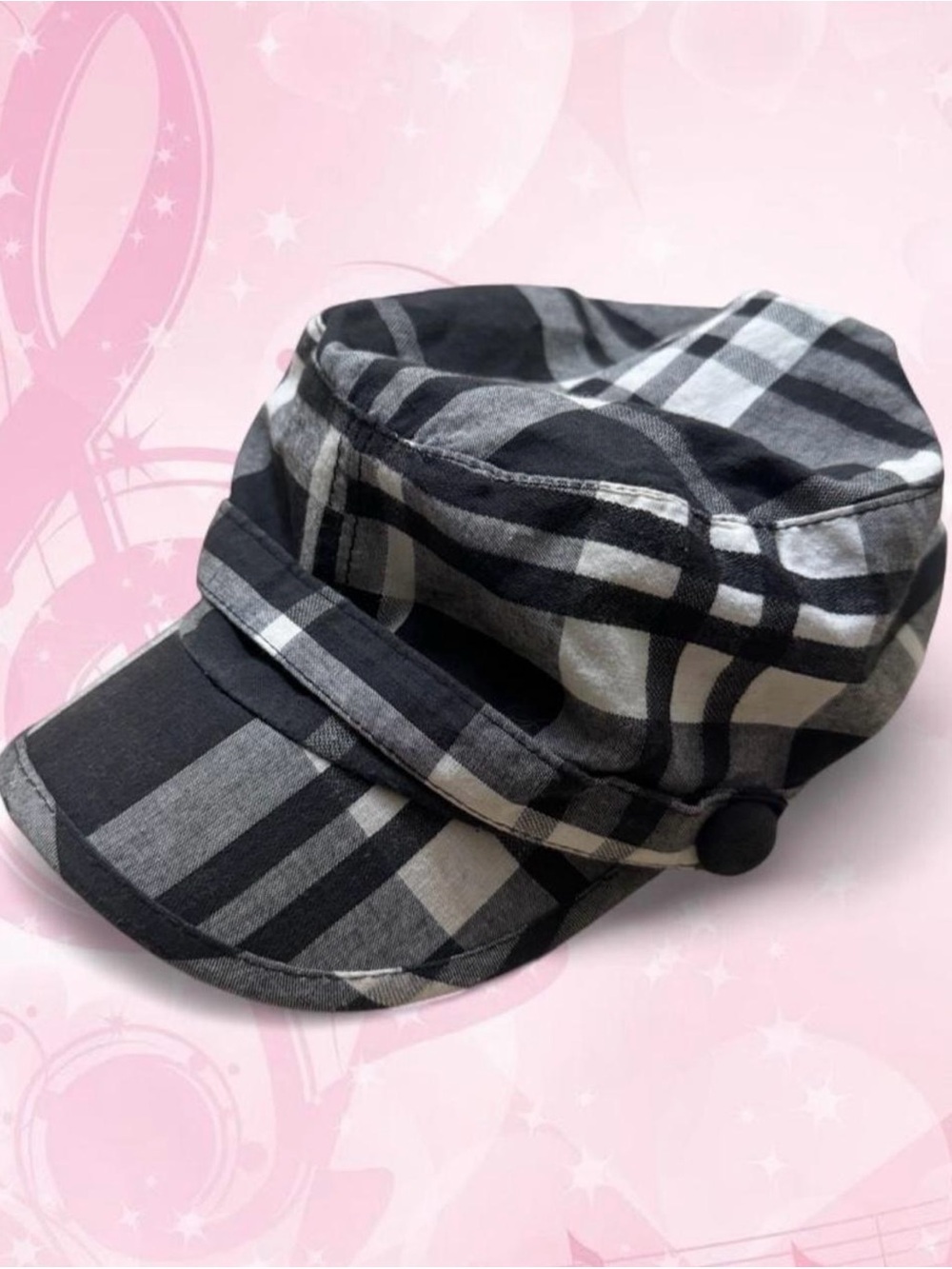 Black & Gray Plaid Kids Cadet Cap - Unbranded